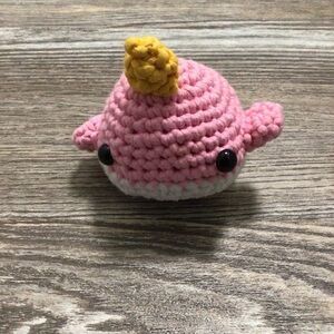 The Woobles Bjorn the Narwhal Pink Crochet Limited Edition